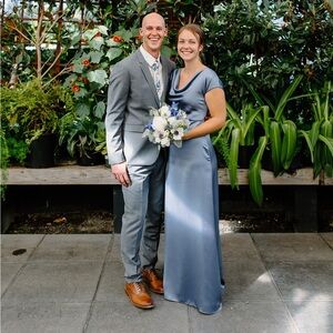 Dusty Blue Amsale Bridesmaid Dress